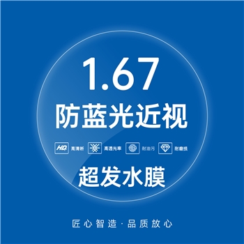 1.67MR-7近视超发水防蓝光非球绿膜70/75直径（单片）