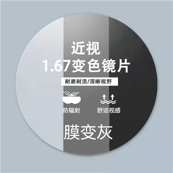 【无底】1.67MR-7近视超韧膜变灰非球绿膜（单片）