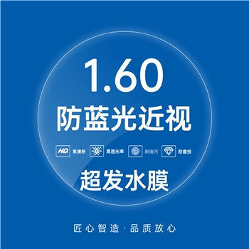1.60近视超发水防蓝光非球绿膜70/75直径（单片）