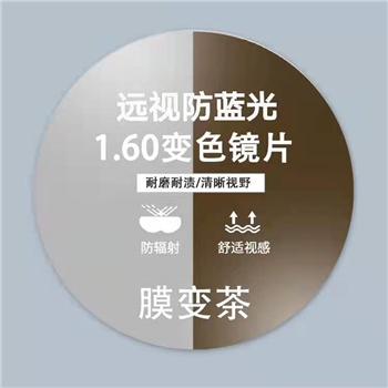 【老花】1.60远视防蓝光膜变茶非球绿膜（单片）