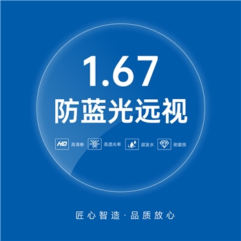 1.67MR-7老花/远视防蓝光非球散光绿膜65直径（单片）