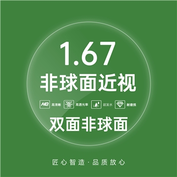 【双非】1.67MR-7近视双面非球超发水绿膜超薄（单片）