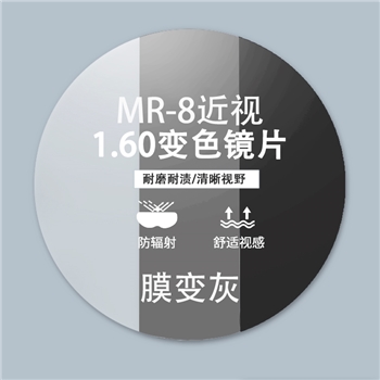 【无底】1.60MR-8近视超韧膜变灰非球散光绿膜（单片）