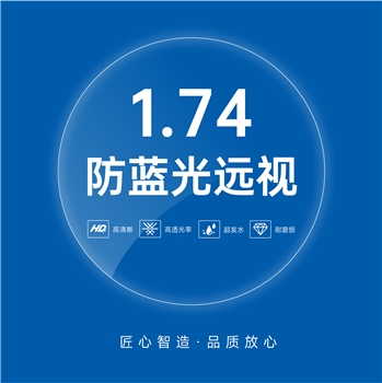 【现片】1.74MR-174老花/远视防蓝光超薄非球超发水绿膜65直径（单片）